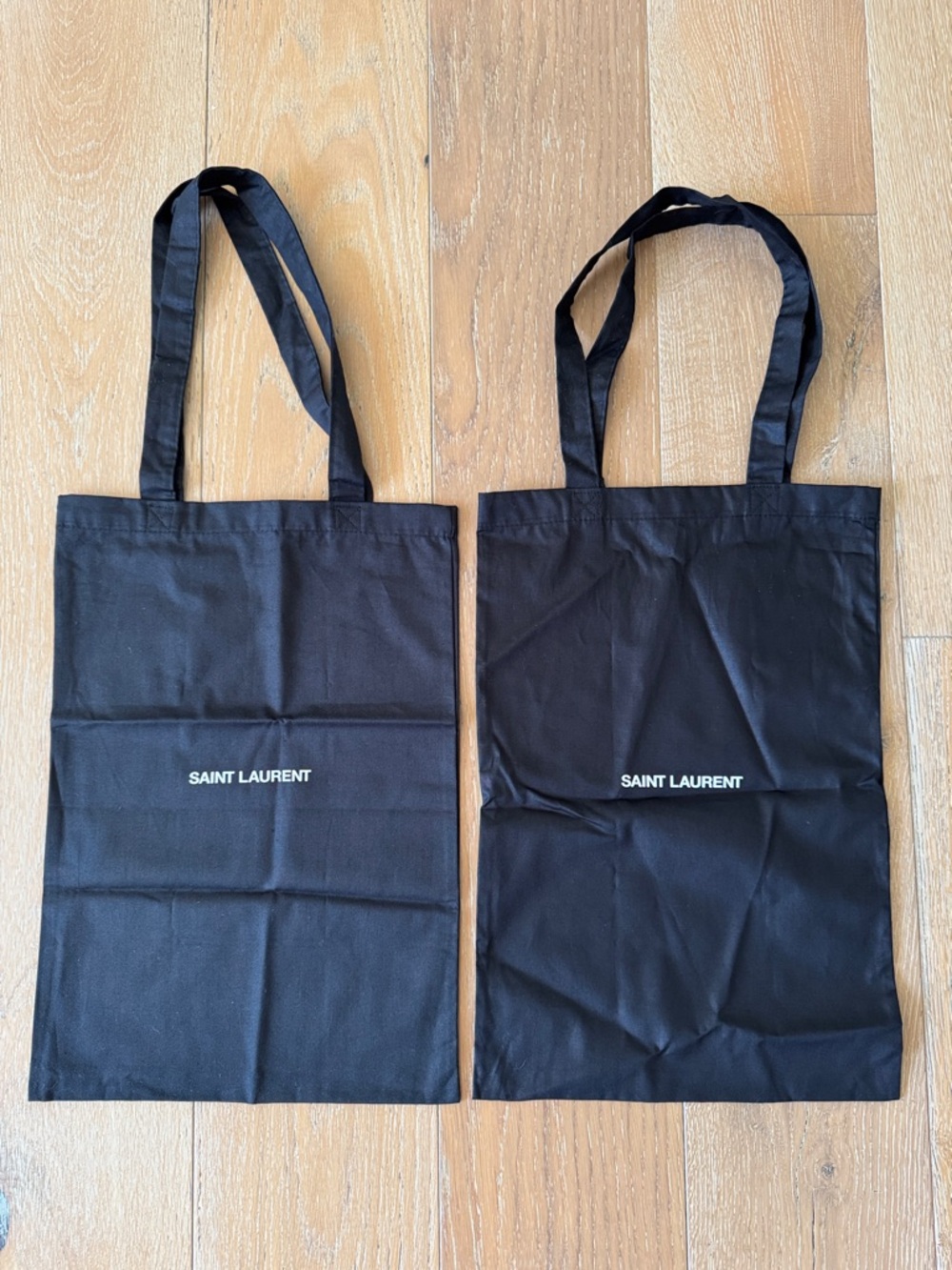 Saint Laurent Canvas Logo Tote Bags Black Set of 2 New